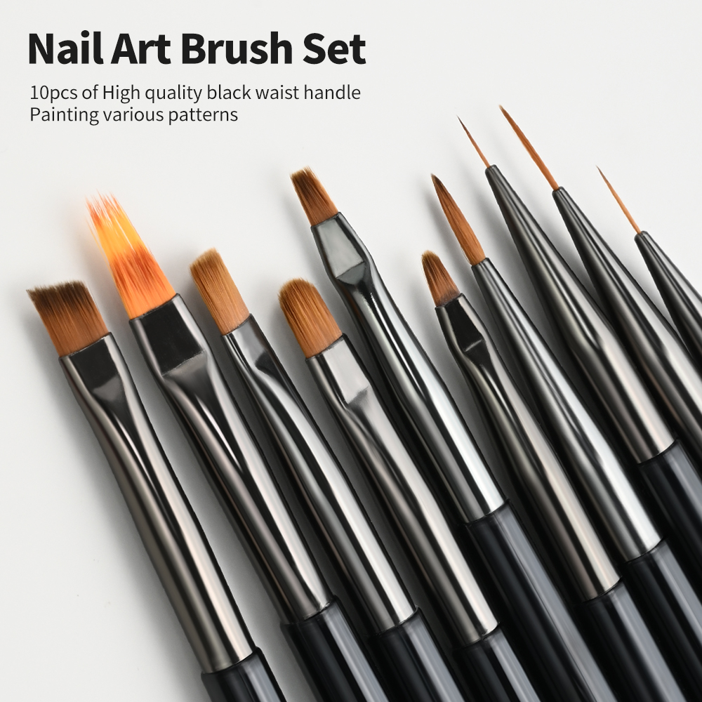 Nail Art Brush Set - Juego de 10 Pinceles para Decoración