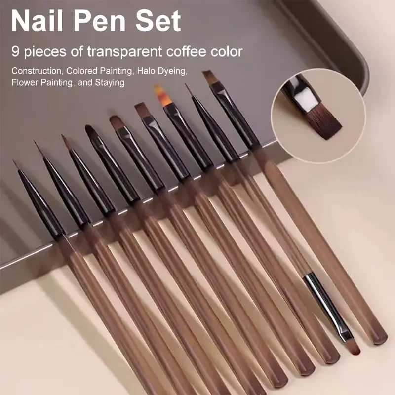 Nail Art Kaki - Juego de 9 pinceles para decoración