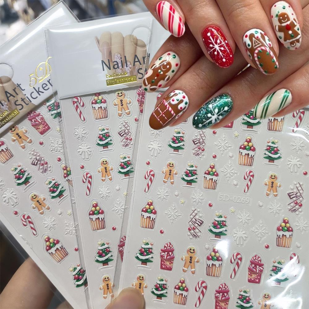 Nail Art For Men - 1 unidad de pegatinas navideñas 5D